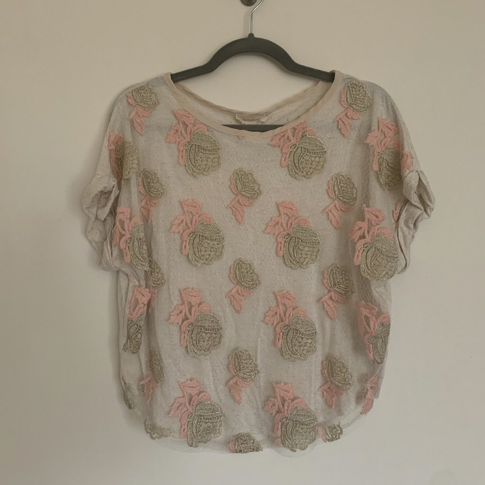Anthropologie Brand Label Lace TShirt - S